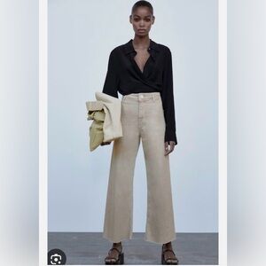Zara Cream Wide Leg Jeans